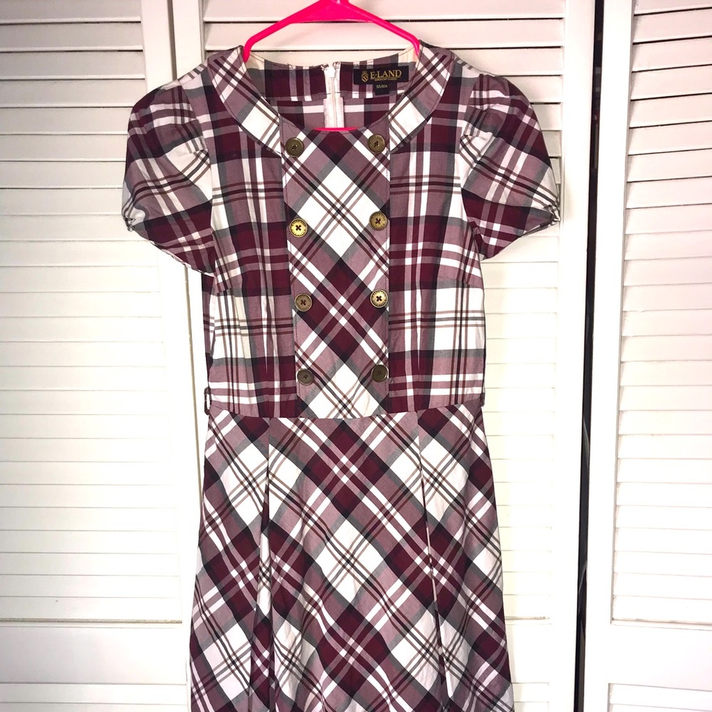 Women's Preppy Plaid Dress burgundy 00P